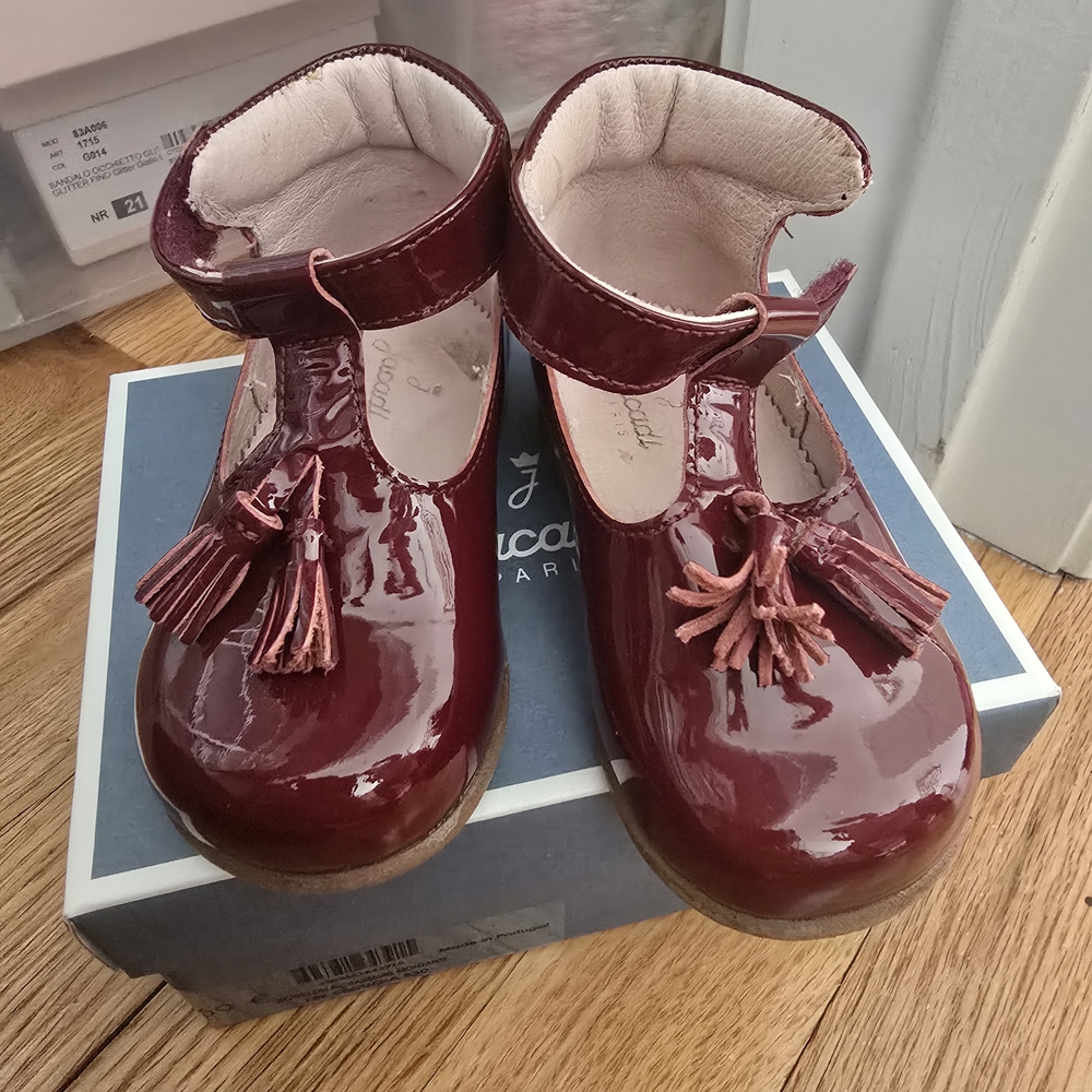 Jacadi Shiny Maroon Kids Dress Shoes